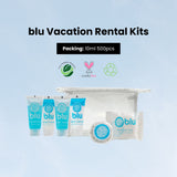 Blu Travel Kit - Shampoo, Conditioner, Body Wash, Lotion, Cleansing Bar, Massage Bar