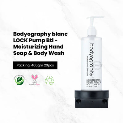 Bodyography Blanc LOCK Pump Bottle - Moisturizing Hand Soap & Body Wash 13.5oz, 400ML
