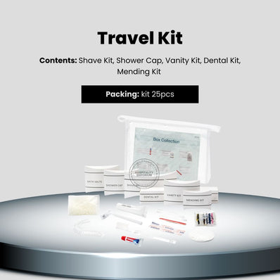 Accessories Collective Box, Travel Kit - Contents: Shave Kit, Shower Cap, Vanity Kit, Dental Kit, Mending Kit