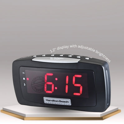 Hamilton Beach Clock radio, 1.2" LED display, Dimmer Feature, Snooze, AM/FM , PM Indicator, Snooze, Alarm On Indicator