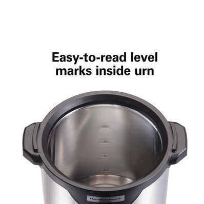Hamilton Beach Commercial, Stainless Steel Urn, 40 cup, one hand dispensing, coffee level indicator