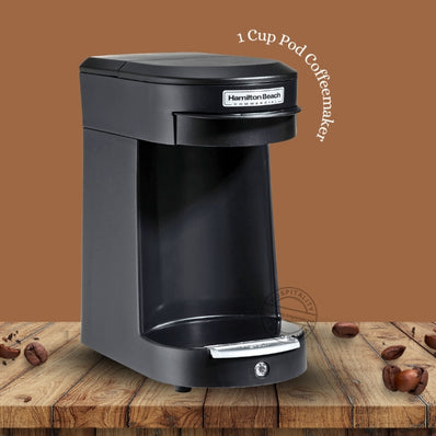 Hamilton Beach Coffee Maker 1 Cup Commercial Soft Pod , Auto Shut Off, Black