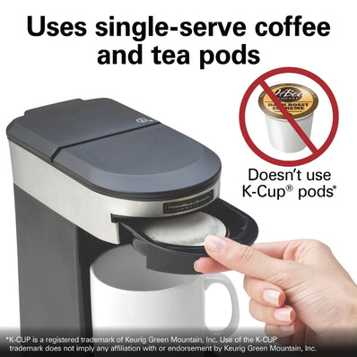 Hamilton Beach  Coffee Maker Deluxe 1 Cup Copmmercial Pod Auto Shut Off, Black/Stainless Steel (also available in 230V)