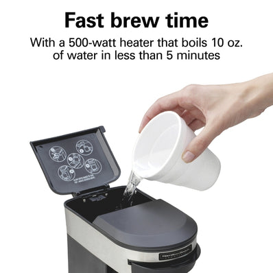 Hamilton Beach  Coffee Maker Deluxe 1 Cup Copmmercial Pod Auto Shut Off, Black/Stainless Steel (also available in 230V)