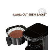 Hamilton Beach Coffee Maker 4 Cup Hospitality Rated, ASO, Swing/Lift Off Brew Basket, Black w/ Glass Carafe