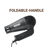 Hamilton Beach Hand Held Hair Dryer, 1875 Watts, Retractable Cord, Folding Handle, Tourmaline, Auto Safety Shut Off, Dark Grey