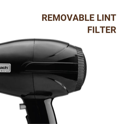 Hamilton Beach Hand Held Hair Dryer, 1875 Watts, Full-Size, Concentrator, Removable Lint Filter, Black