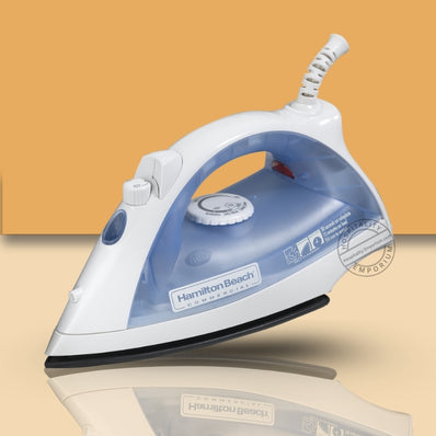 Hamilton Beach Lightweight Steam/Spray Iron, Position Sensing Auto Shut Off, Extra Long Cord, Blue/White
