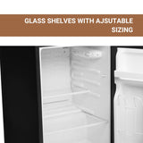 Hamilton Beach 2.5 cu. Ft. Refrigerator, Energy Star, 2 glass adj. shelves, rev.door, leveling ft.