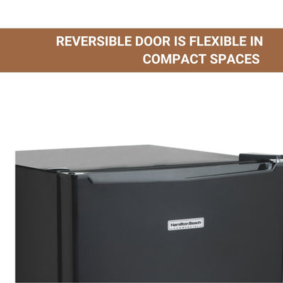 Hamilton Beach 2.5 cu. Ft. Refrigerator, Energy Star, 2 glass adj. shelves, rev.door, leveling ft.