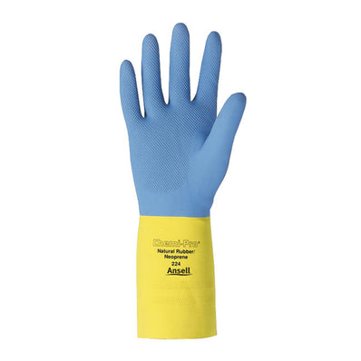 Chemi-Pro Natural Rubber Glove Blue and Yellow Medium pk 1 pair