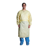 ISOLATION Gown Fluid Resistant Level 2 Knit Cuffs Multi-Use Fabric 3.1oz 99/1 P/C Color Yellow