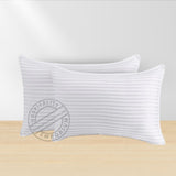 TC-250 PILLOWCASES STRIPED Premium 10mm Wide STRIPED Tone-On-Tone White Royal Suite (cut Sizes for Std/ Queen & King Pillows) Beds Thomaston Mills