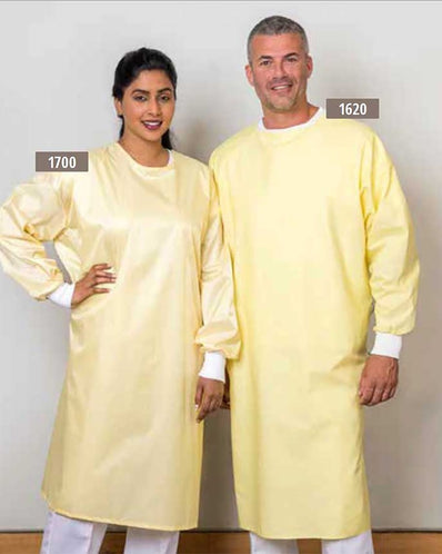 ISOLATION Gown Knit Cuffs Multi-Use Twill Fabric 4.2oz 65/35 P/C Color Yellow