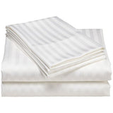 T-260 Luxury Percale Cotton-Poly Fitted Sheets TWIN 39"x80"x15" color: White 1cm striped 3/Pack