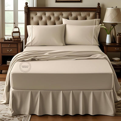 TC-200 FLAT SHEETS Percale Fabric Bone QUEEN size Hospitality Beds  Thomaston Mills
