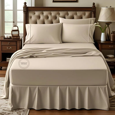 TC-200 FITTED SHEETS Percale Fabric Bone QUEEN size Hospitality Beds  Thomaston Mills