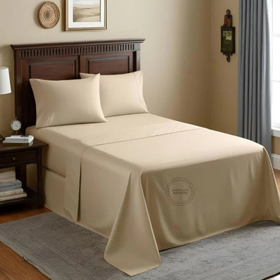 TC-200 FLAT SHEETS Percale Fabric Bone FULL size Hospitality Beds  Thomaston Mills