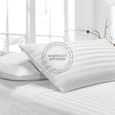 TC-310 PILLOWCASES STRIPED 6mm Luxury WHITE (cut Sizes Std/ Queen & King Pillows) Thomaston Mills