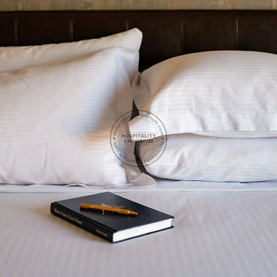 TC-310 PILLOW SHAMS STRIPED 6mm Luxury WHITE (cut Sizes Std/ Queen & King Pillows) Thomaston Mills