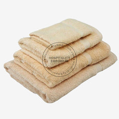 BEIGE Economy Bath Towel Cam Border Cotton-Poly Blend 24x50" #10.5 lbs/ dz