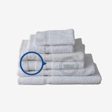 WHITE Economy Bath Towel Cam Border Cotton-Poly Blend 24x48" #8.0 lbs/ dz