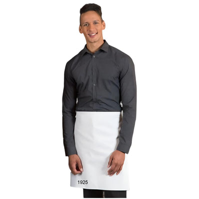 PREM. Apron DESIGNER 4 WAY No Pockets Twill Fabric 7.25oz 65/35 P/C size 35in W X 21in L Color Black/White