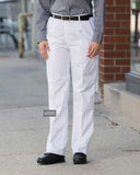 Lady's Work Pants Poly/Cotton Half Elastic Hook & Eye Closure 2 Side Pockets Color White Size XS-XL