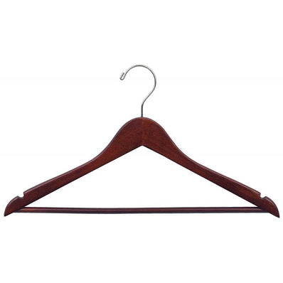 Walnut/ Cherry Finish Suit Hangers with wooden bar Hotel guest closets 12's / Pack