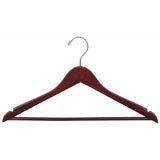 Walnut/ Cherry Finish Suit Hangers with wooden bar Hotel guest closets 12's / Pack