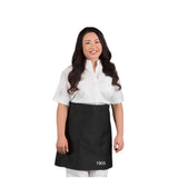 PREM. Apron SHORT BISTRO Style 2 Pockets Twill Fabric 7.25oz 65/35 P/C size 36in W X 20in L Color Black/White 6/Pack