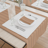 Table Cloth 85"x85" Fabric 6.4 oz. 100% Spun Filament Poly Milliken USA "Damask Stripe" color SANDALWOOD