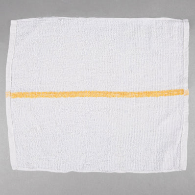 Bar Towels Ribbed Terry 100%Cotton size 16"x 19" #32oz. color: WHITE with YELLOW Stripe