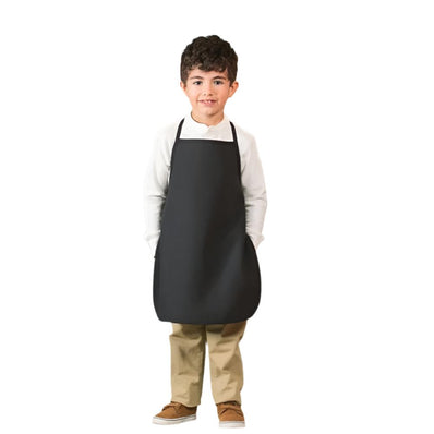 Kid's Apron No Pockets Twill Fabric 7.1oz 100% Spun Poly size 16in W X 21in L Color Black 6/Pack