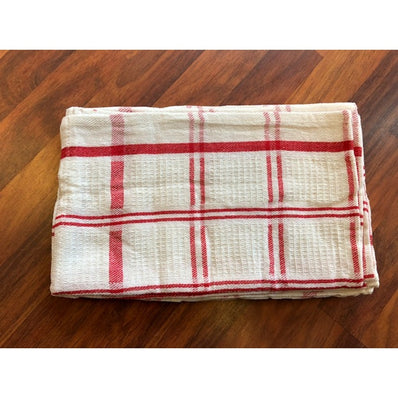 Dish Cloth 100% cotton Waffle weave size  28"x 18" color: RED Stripes