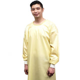 ISOLATION Gown Fluid Resistant Level 2 Knit Cuffs Multi-Use Fabric 3.1oz 99/1 P/C Color Yellow