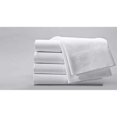 T-300 Sateen Finish Luxury Plain Cotton-Poly Flat Sheet FULL Size 81"x120" White